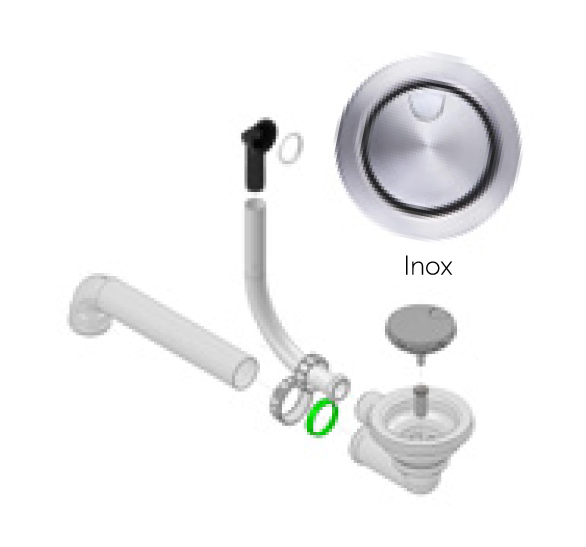 Bonde sans trop plein - Inox - tubulure souple